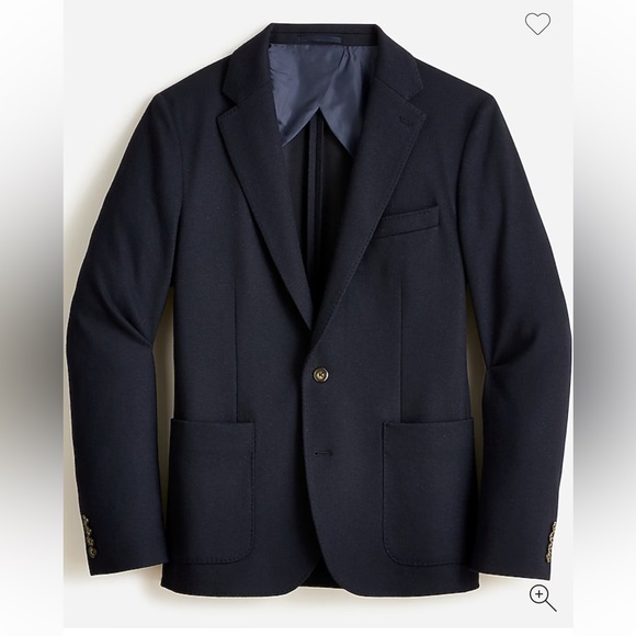 J. Crew Mens Slim-fit knit suit jacket wool-cotton blend sport coat Navy Blue - Picture 1 of 14